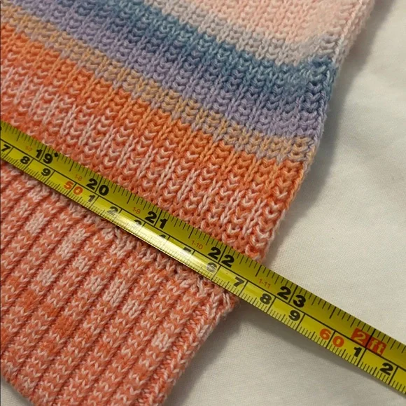 Loft pink & blue Ombre Striped V-Neck Sweater SZ L cotton blend casual weekend - Picture 10 of 11